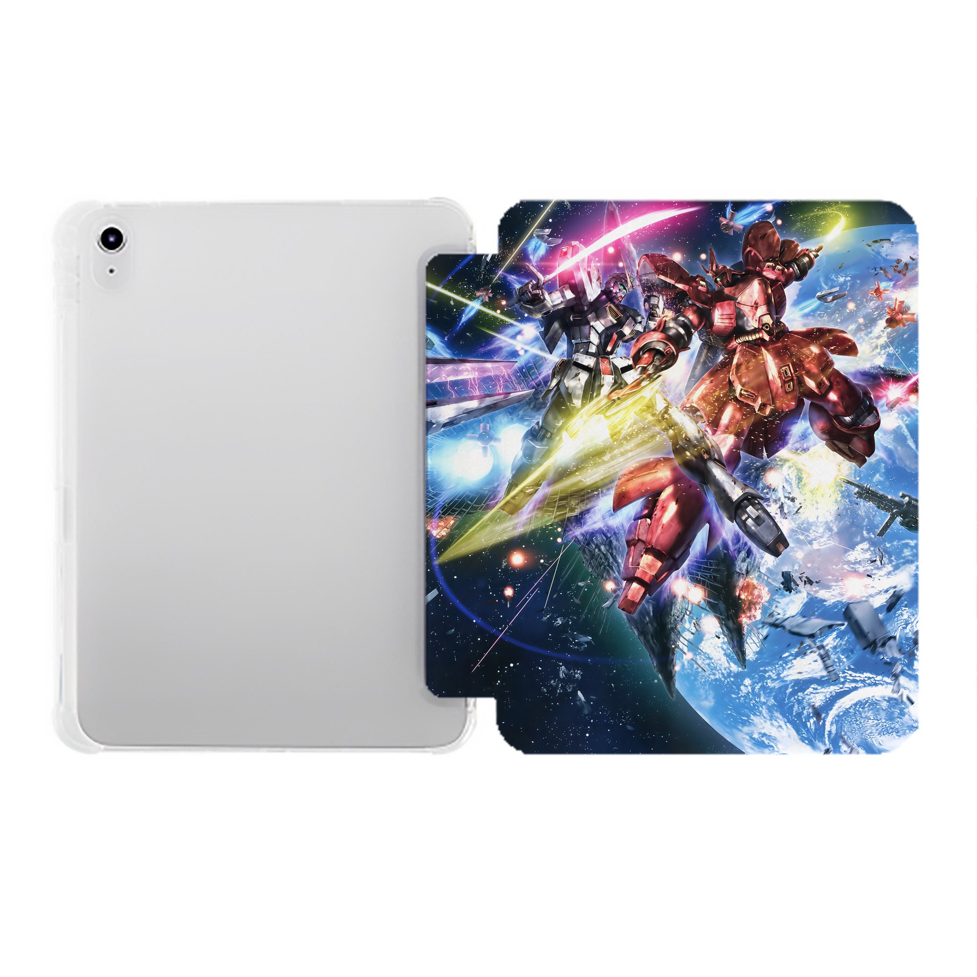 （画像用） 機動戦士ガンダム Mobile Suit Gundam IPad ケース ペン収納付き 三つ折りスタンド PUレザー×シリコン 対応機種9.5/10.5/10.9インチ